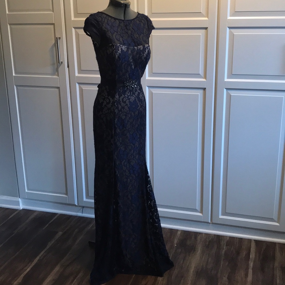 Navy lace formal dress